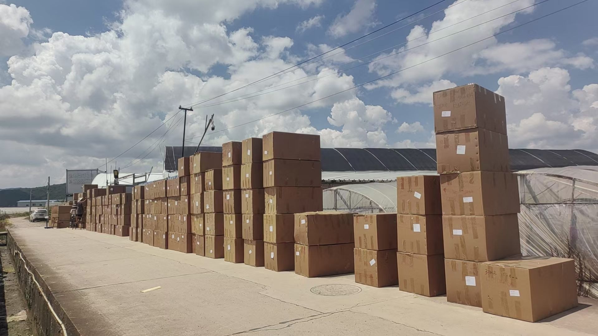 Packed shipping cartons in the supplied photographs